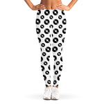 White And Black Vinyl Pattern Print Women's Leggings