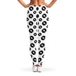 White And Black Vinyl Pattern Print Women's Leggings