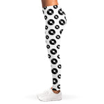 White And Black Vinyl Pattern Print Women's Leggings