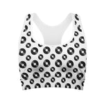 White And Black Vinyl Pattern Print Women's Sports Bra