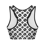 White And Black Vinyl Pattern Print Women's Sports Bra