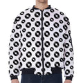 White And Black Vinyl Pattern Print Zip Sleeve Bomber Jacket