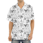 White And Black Wicca Magical Print Aloha Shirt