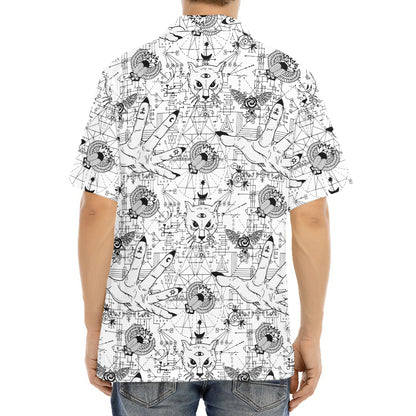White And Black Wicca Magical Print Aloha Shirt