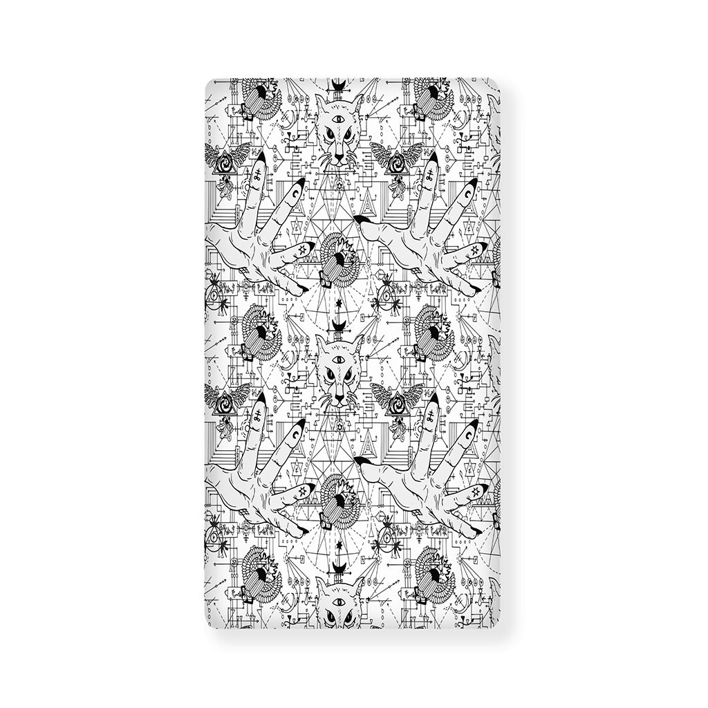 White And Black Wicca Magical Print Baby Crib Sheet