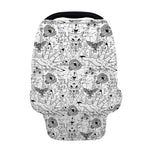 White And Black Wicca Magical Print Baby Seat Cover