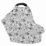 White And Black Wicca Magical Print Baby Seat Cover