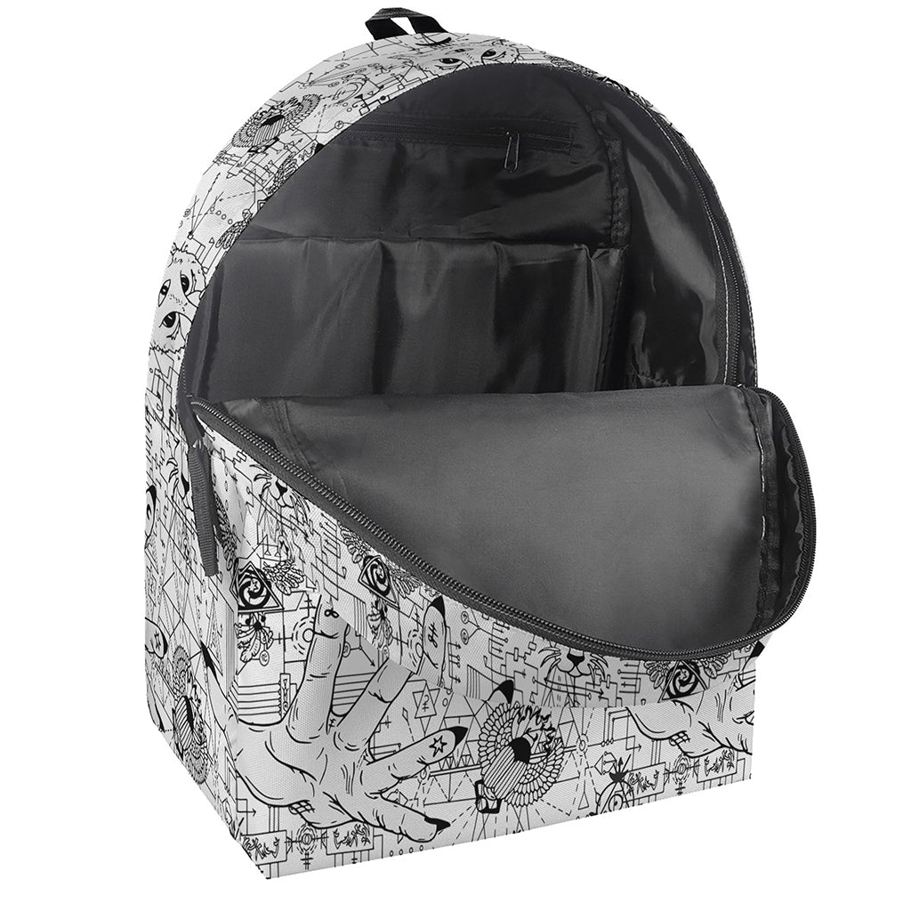 White And Black Wicca Magical Print Backpack