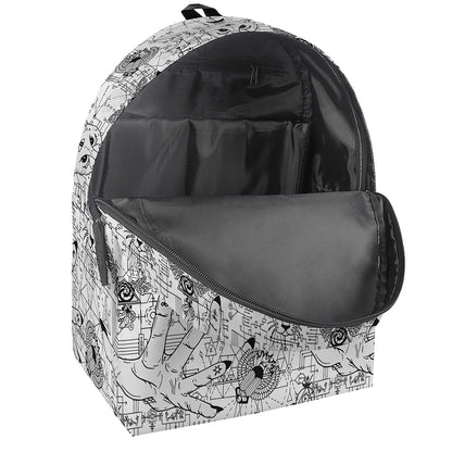 White And Black Wicca Magical Print Backpack