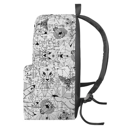 White And Black Wicca Magical Print Backpack