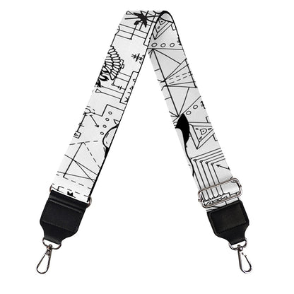 White And Black Wicca Magical Print Bag Strap