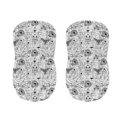 White And Black Wicca Magical Print Bar Stool Covers