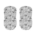 White And Black Wicca Magical Print Bar Stool Covers