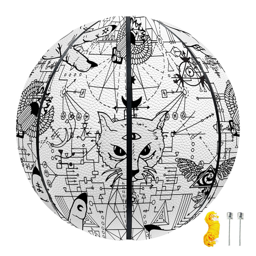 White And Black Wicca Magical Print Basketball