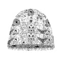 White And Black Wicca Magical Print Beanie