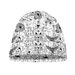 White And Black Wicca Magical Print Beanie