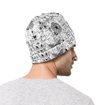 White And Black Wicca Magical Print Beanie
