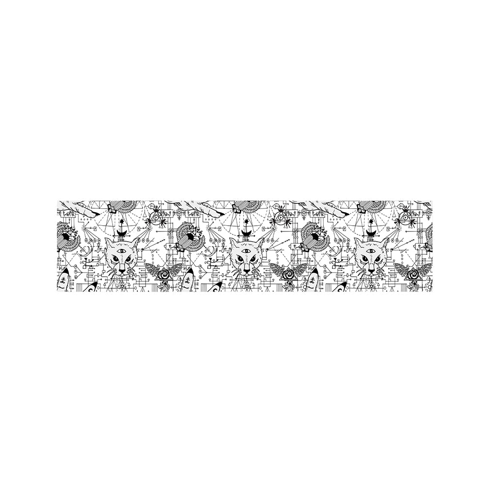 White And Black Wicca Magical Print Bed Runner