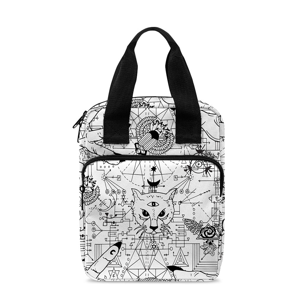 White And Black Wicca Magical Print Bible Tote Bag