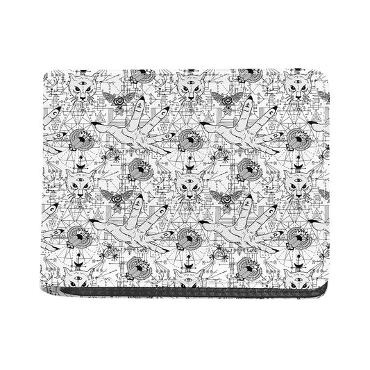 White And Black Wicca Magical Print Bifold Wallet