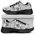 White And Black Wicca Magical Print Black Chunky Shoes