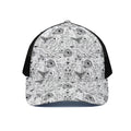 White And Black Wicca Magical Print Black Mesh Trucker Hat