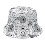 White And Black Wicca Magical Print Bucket Hat