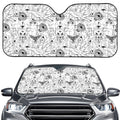 White And Black Wicca Magical Print Car Windshield Sun Shade