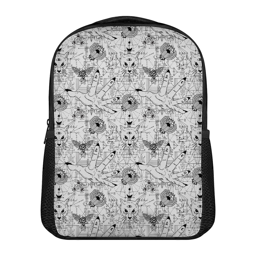 White And Black Wicca Magical Print Casual Backpack