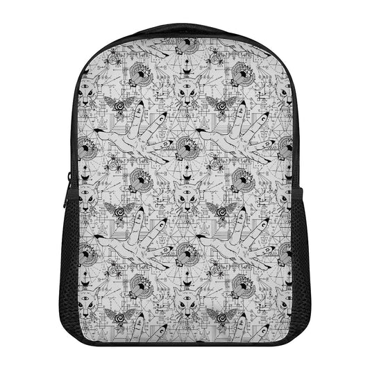 White And Black Wicca Magical Print Casual Backpack