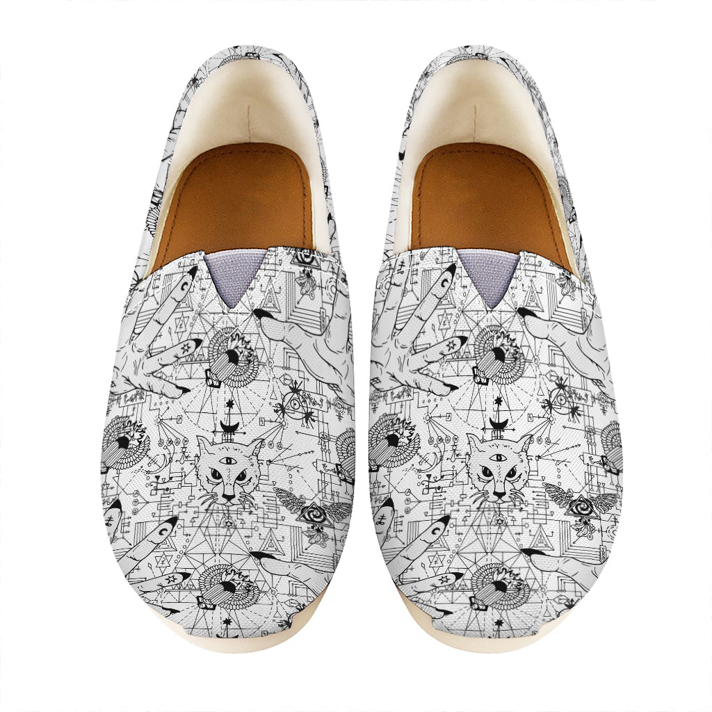 White And Black Wicca Magical Print Casual Shoes