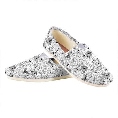 White And Black Wicca Magical Print Casual Shoes
