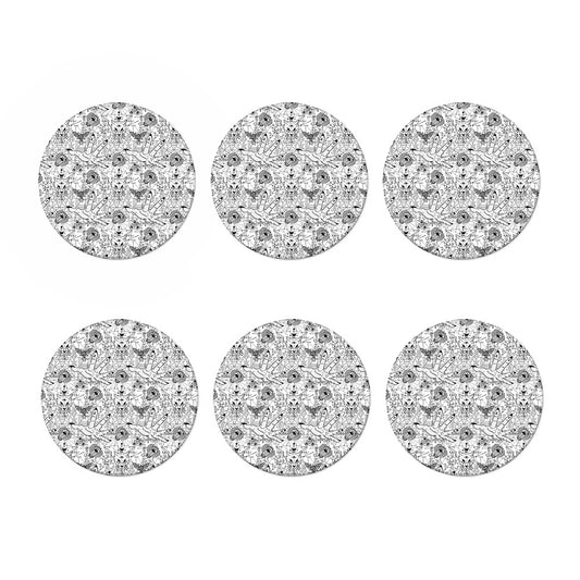 White And Black Wicca Magical Print Coaster Set