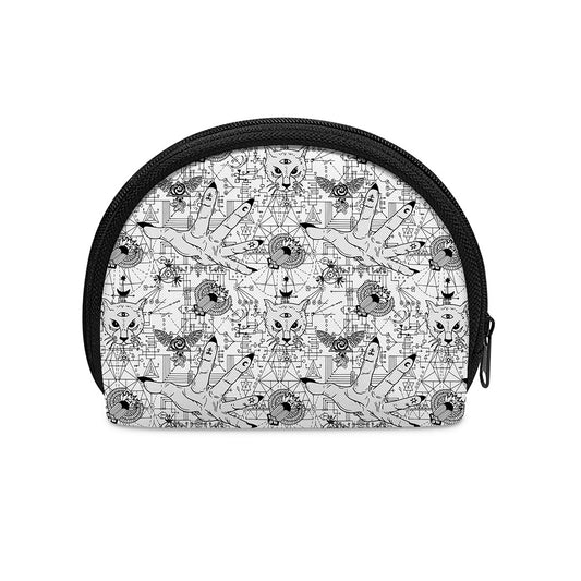 White And Black Wicca Magical Print Coin Purse