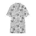 White And Black Wicca Magical Print Cotton Hawaiian Shirt