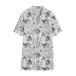 White And Black Wicca Magical Print Cotton Hawaiian Shirt