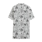White And Black Wicca Magical Print Cotton Hawaiian Shirt