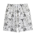 White And Black Wicca Magical Print Cotton Shorts