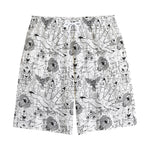 White And Black Wicca Magical Print Cotton Shorts