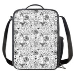 White And Black Wicca Magical Print Crossbody Lunch Bag