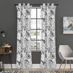 White And Black Wicca Magical Print Curtain