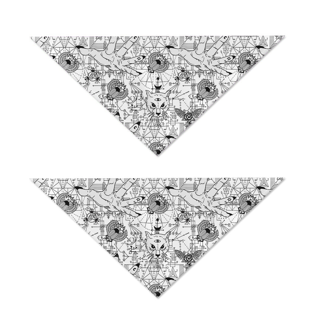White And Black Wicca Magical Print Dog Bandana
