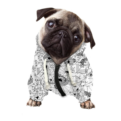 White And Black Wicca Magical Print Dog Zip Up Hoodie