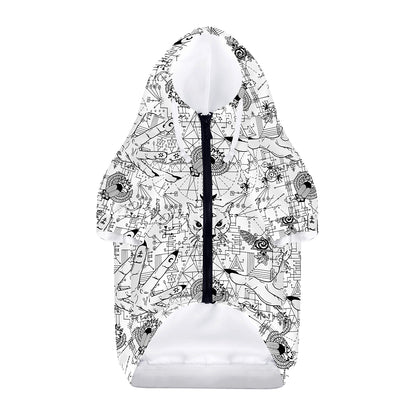 White And Black Wicca Magical Print Dog Zip Up Hoodie