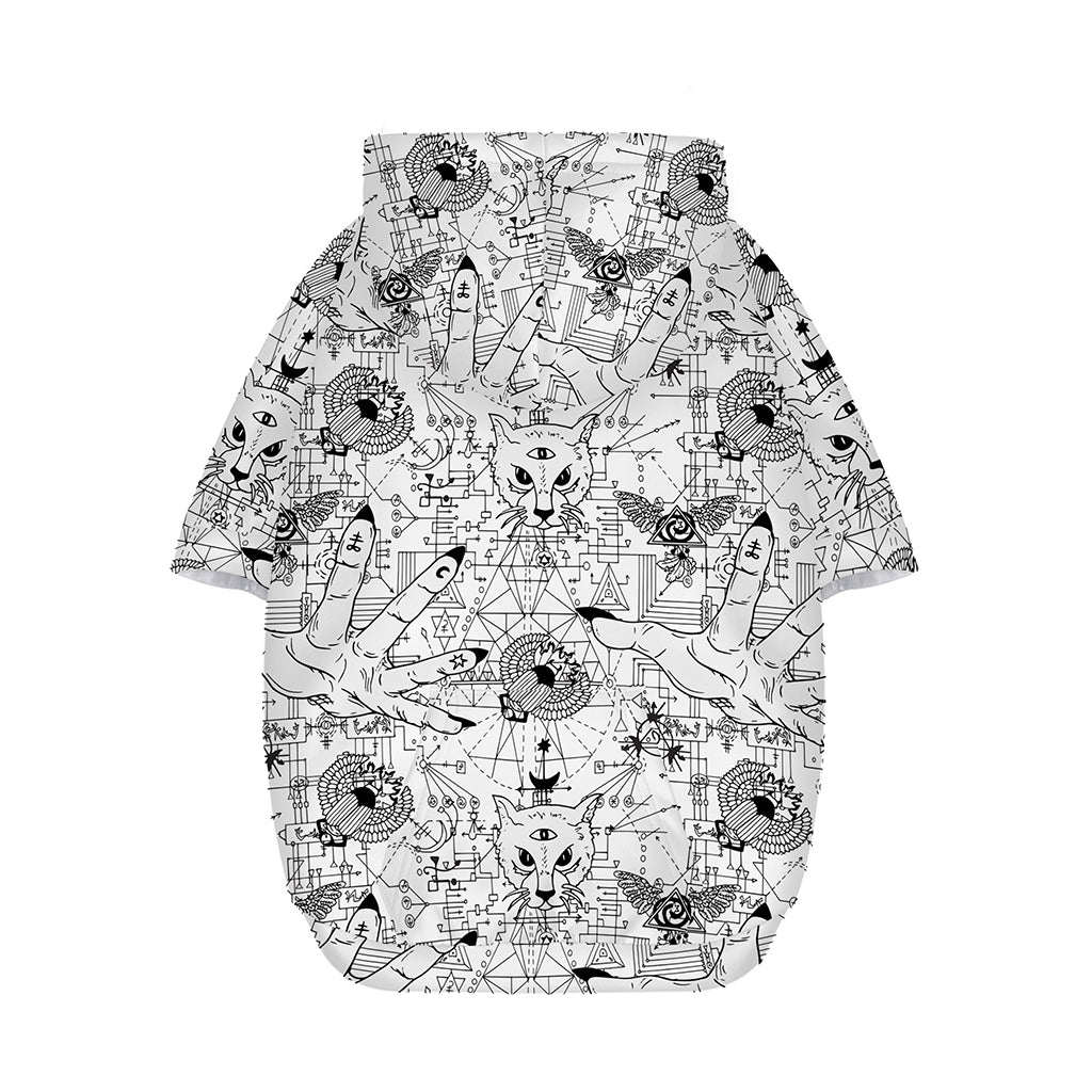 White And Black Wicca Magical Print Dog Zip Up Hoodie