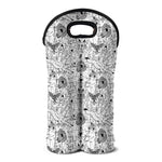 White And Black Wicca Magical Print Double Neoprene Wine Tote