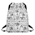 White And Black Wicca Magical Print Drawstring Backpack