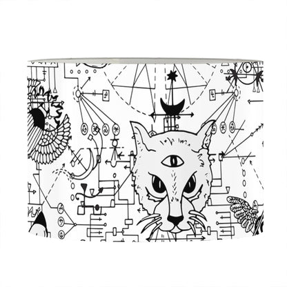 White And Black Wicca Magical Print Drum Lamp Shade