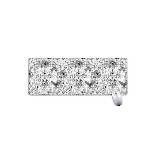 White And Black Wicca Magical Print Extended Mouse Pad