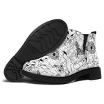 White And Black Wicca Magical Print Flat Ankle Boots